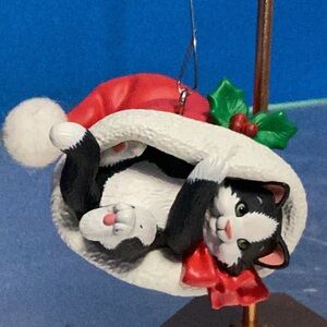 Hallmark Mischievous Kitten Ornament with Santa Hat